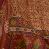 Sanskriti Vintage Sarees From India Red Printed Pure Silk Sari Soft Craft Sustainable Fabric