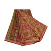 Sanskriti Vintage Sarees From India Red Printed Pure Silk Sari Soft Craft Sustainable Fabric
