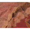 Sanskriti Vintage Peach Sarees Pure Silk Printed Golden Border Sari Craft Sustainable Fabric