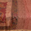 Sanskriti Vintage Peach Sarees Pure Silk Printed Golden Border Sari Craft Sustainable Fabric