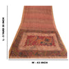Sanskriti Vintage Peach Sarees Pure Silk Printed Golden Border Sari Craft Sustainable Fabric