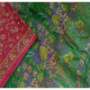 Sanskriti Vintage Sarees Pink/Green Pure Silk Printed Sari Floral Craft Sustainable Fabric
