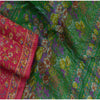 Sanskriti Vintage Sarees Pink/Green Pure Silk Printed Sari Floral Craft Sustainable Fabric