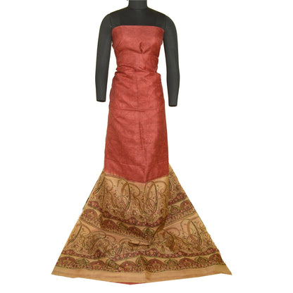 Санскритские винтажные сари красно-коричневые чистый шелк сари с цветочным принтом ремесло устойчивая ткань