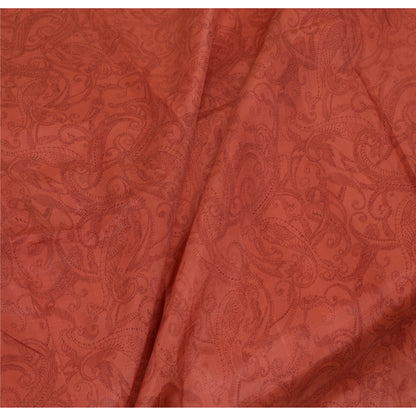 Санскритские винтажные сари красно-коричневые чистый шелк сари с цветочным принтом ремесло устойчивая ткань