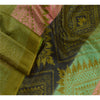 Сари Sanskriti Vintage Green 100% чистый шелк с принтом сари 5 ярдов мягкая ткань для рукоделия из экологически чистой ткани