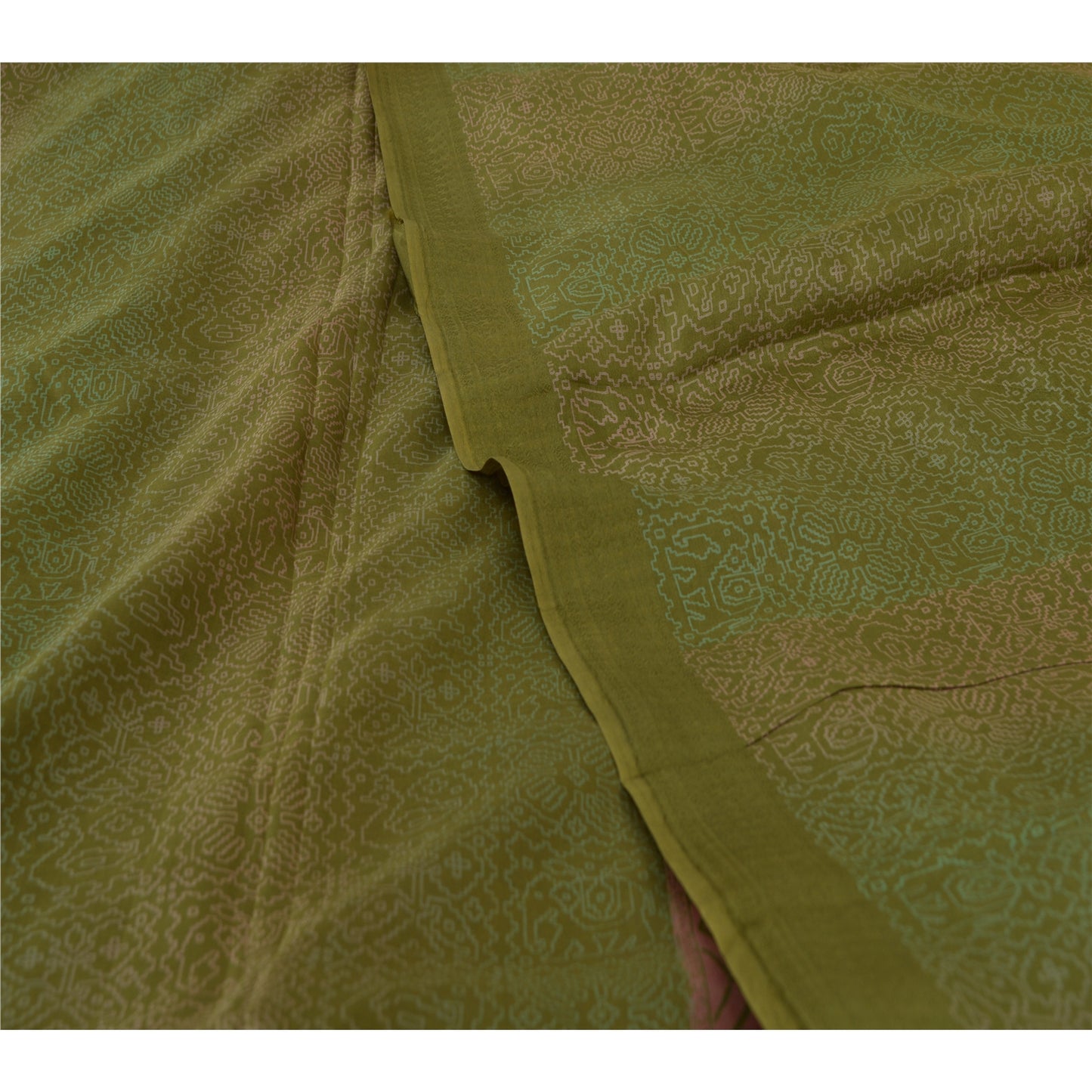 Сари Sanskriti Vintage Green 100% чистый шелк с принтом сари 5 ярдов мягкая ткань для рукоделия из экологически чистой ткани