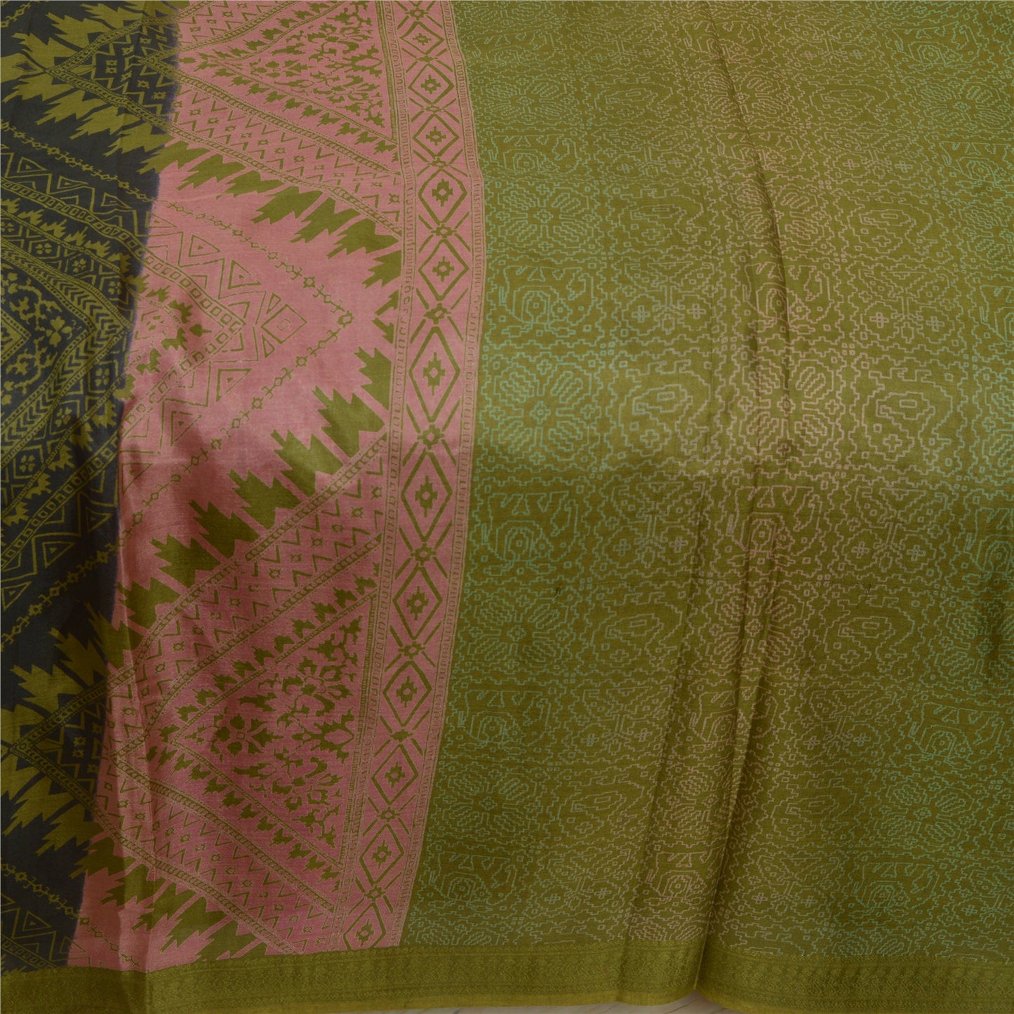 Сари Sanskriti Vintage Green 100% чистый шелк с принтом сари 5 ярдов мягкая ткань для рукоделия из экологически чистой ткани