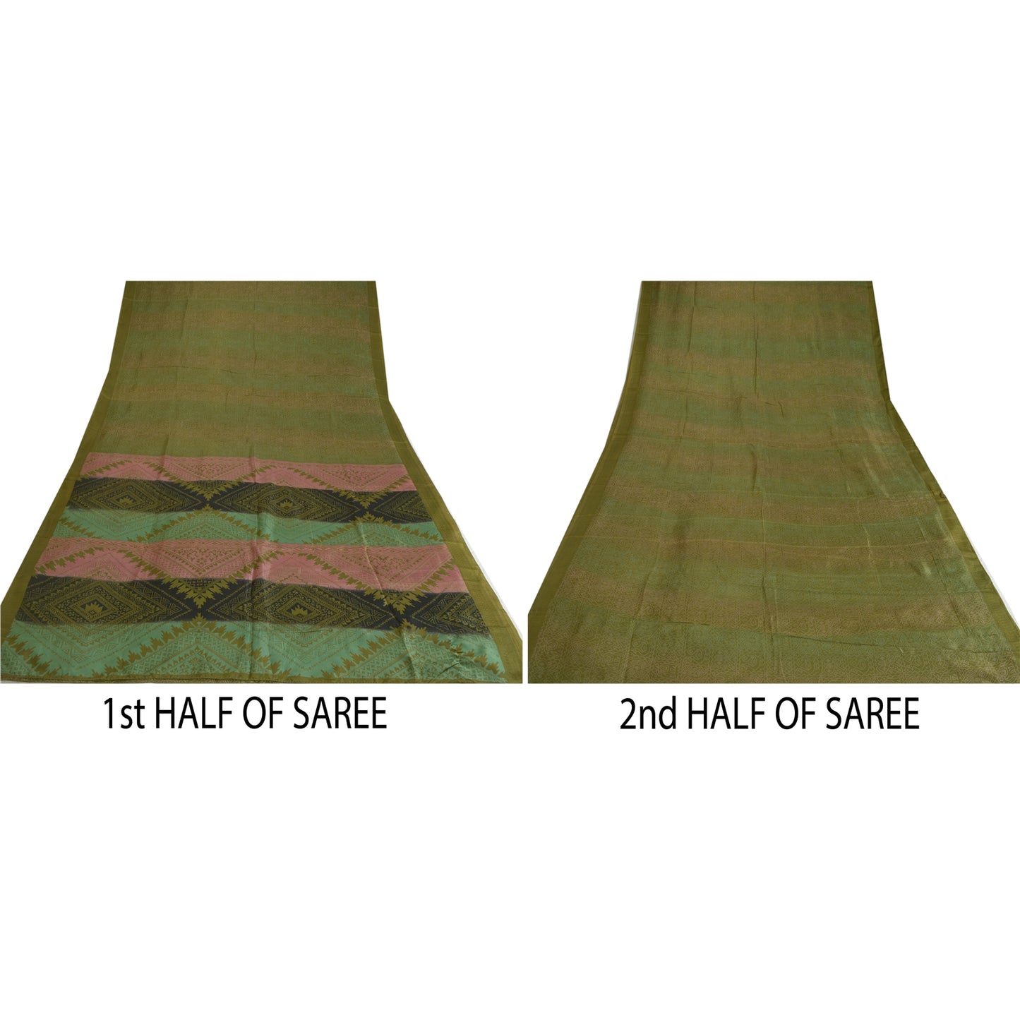 Сари Sanskriti Vintage Green 100% чистый шелк с принтом сари 5 ярдов мягкая ткань для рукоделия из экологически чистой ткани