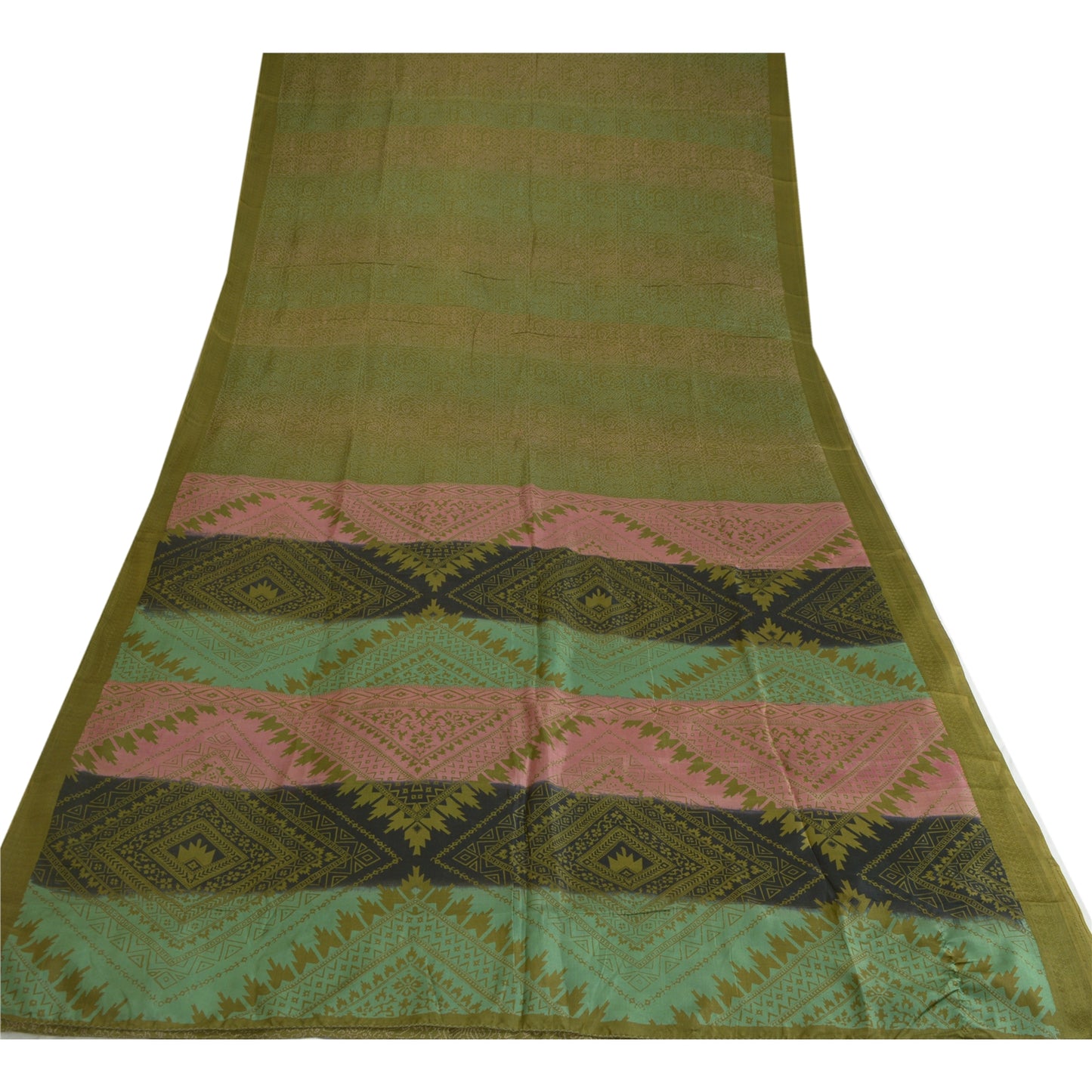 Сари Sanskriti Vintage Green 100% чистый шелк с принтом сари 5 ярдов мягкая ткань для рукоделия из экологически чистой ткани