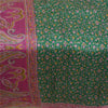 Sanskriti Vintage Sarees Green/Pink Pure Silk Printed Sari Soft 5yd Craft Sustainable Fabric