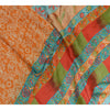 Sanskriti Vintage Sarees Indian Orange 100% Pure Silk Sari Printed Craft Sustainable Fabric
