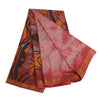 Sanskriti Vintage Sarees Red TieDye Printed Pure Silk Sari Soft 5yd Craft Sustainable Fabric