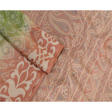 Load image into Gallery viewer, Sanskriti Vintage Sarees Green/Pink Pure Silk Bandhani Printed Sari Craft Fabric

