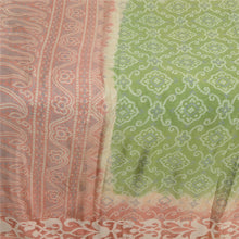Load image into Gallery viewer, Sanskriti Vintage Sarees Green/Pink Pure Silk Bandhani Printed Sari Craft Fabric
