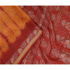 Sanskriti Vintage Sarees Saffron/Red Tie-Dye Printed Pure Silk Sari Craft Sustainable Fabric