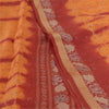 Sanskriti Vintage Sarees Saffron/Red Tie-Dye Printed Pure Silk Sari Craft Sustainable Fabric