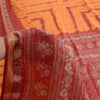 Sanskriti Vintage Sarees Saffron/Red Tie-Dye Printed Pure Silk Sari Craft Sustainable Fabric