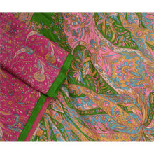 Load image into Gallery viewer, Sanskriti Vintage Sarees Indian Green/Pink Printed Pure Silk Sari Craft Fabric
