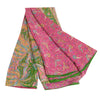 Санскритские винтажные сари индийское зеленое/розовое сари из чистого шелка с принтом ремесло устойчивая ткань