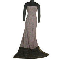 Load image into Gallery viewer, Sanskriti Vintage Sarees Gray Print Quilting Felting Craft Fabric Pure Silk Sari
