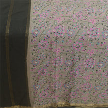 Load image into Gallery viewer, Sanskriti Vintage Sarees Gray Print Quilting Felting Craft Fabric Pure Silk Sari
