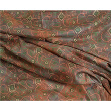 Load image into Gallery viewer, Sanskriti Vintage Sarees From India Brown Printed Pure Silk Sari Craft Fabric

