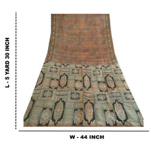 Load image into Gallery viewer, Sanskriti Vintage Sarees From India Brown Printed Pure Silk Sari Craft Fabric
