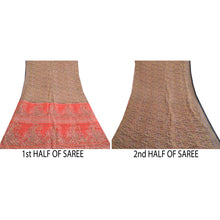 Load image into Gallery viewer, Sanskriti Vintage Sarees Black/Red Printed Pure Silk Sari 5yd Soft Craft Fabric
