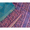 Sanskriti Vintage Sarees Blue/Pink Printed Pure Silk Sari Soft 5yd Craft Sustainable Fabric