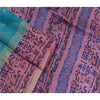 Sanskriti Vintage Sarees Blue/Pink Printed Pure Silk Sari Soft 5yd Craft Sustainable Fabric
