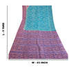 Sanskriti Vintage Sarees Blue/Pink Printed Pure Silk Sari Soft 5yd Craft Sustainable Fabric