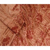 Sanskriti Vintage Sarees Peach/Red Printed 100% Pure Silk Sari 5yd Craft Sustainable Fabric