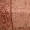 Sanskriti Vintage Sarees Peach/Red Printed 100% Pure Silk Sari 5yd Craft Sustainable Fabric
