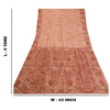 Sanskriti Vintage Sarees Peach/Red Printed 100% Pure Silk Sari 5yd Craft Sustainable Fabric