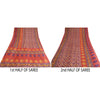 Sanskriti Vintage Red Indian Sarees 100% Pure Silk Printed Sari Craft Sustainable Fabric