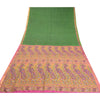 Сари Sanskriti Vintage Green Zari Border Printed Pure Silk Sari Craft Sustainable Fabric