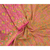 Sanskriti Vintage Sarees Pink Zari Border Printed Pure Silk Sari Craft Sustainable Fabric