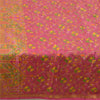 Sanskriti Vintage Sarees Pink Zari Border Printed Pure Silk Sari Craft Sustainable Fabric