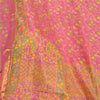 Sanskriti Vintage Sarees Pink Zari Border Printed Pure Silk Sari Craft Sustainable Fabric