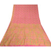 Sanskriti Vintage Sarees Pink Zari Border Printed Pure Silk Sari Craft Sustainable Fabric
