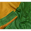 Sanskriti Vintage Sarees Yellow/Green Warli Art Printed Pure Silk Sari Sustainable Fabric