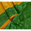 Sanskriti Vintage Sarees Yellow/Green Warli Art Printed Pure Silk Sari Sustainable Fabric