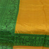 Sanskriti Vintage Sarees Yellow/Green Warli Art Printed Pure Silk Sari Sustainable Fabric