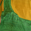 Sanskriti Vintage Sarees Yellow/Green Warli Art Printed Pure Silk Sari Sustainable Fabric