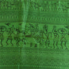 Sanskriti Vintage Sarees Yellow/Green Warli Art Printed Pure Silk Sari Sustainable Fabric