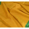 Sanskriti Vintage Sarees Yellow/Green Warli Art Printed Pure Silk Sari Sustainable Fabric