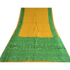 Sanskriti Vintage Sarees Yellow/Green Warli Art Printed Pure Silk Sari Sustainable Fabric