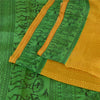 Sanskriti Vintage Sarees Yellow/Green Warli Art Printed Pure Silk Sari Sustainable Fabric