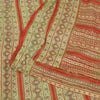 Sanskriti Vintage Sarees Indian Green/Red Pure Silk Printed Sari Craft Sustainable Fabric